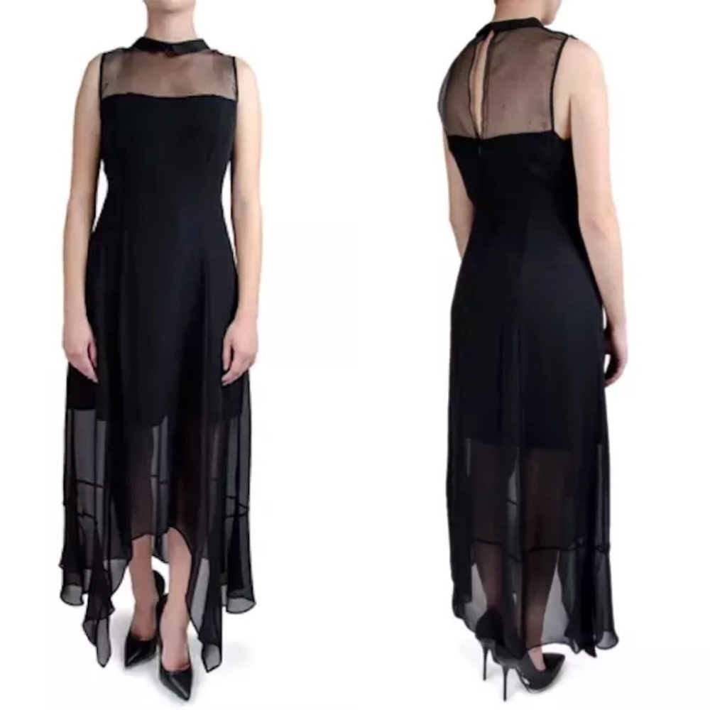 BCBGeneration Mesh Top Sleeveless Dress w/Collar